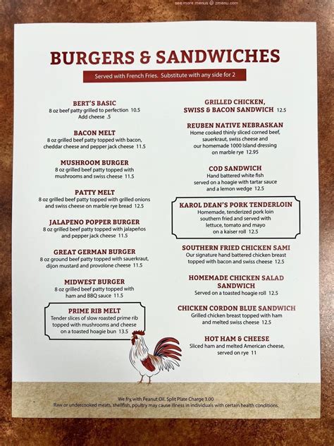 red rooster restaurant near me menu
